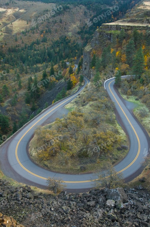 Preview: A loop in the Columbia River Highway from Rowena Crest, Columbia River Gorge National Scenic Area.