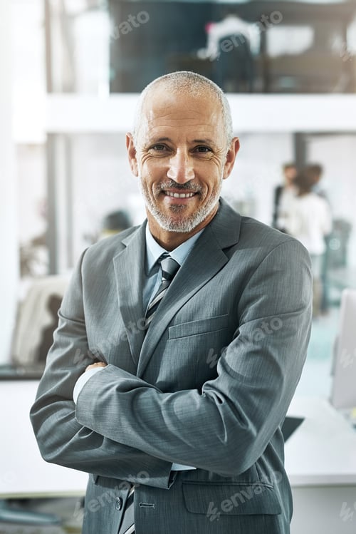 Preview: Portrait of a confident mature businessman working in a modern office