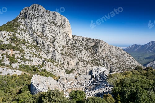 Preview: View of the Termessos Roman Ruins Arena Archaeological Site near Antalya Turkey.
