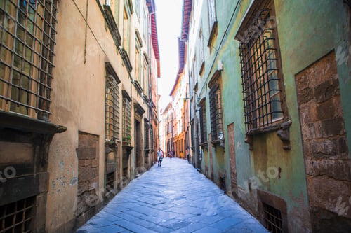 Preview: Old beautiful empty narrow streets in small city of Lucca in Italy