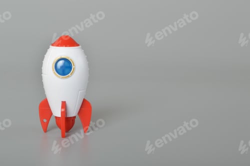 Preview: Toy rocket isolated. The symbol for success is Start-up business, education and knowledge