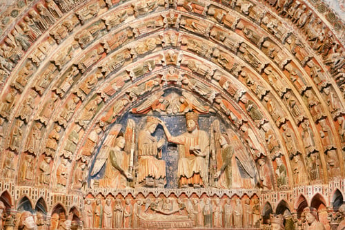 Preview: Romanesque colored arcade interior detail Toro cathedral, Zamora, Spain