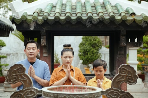 Preview: Asian Family Visiting Buddhism Temple