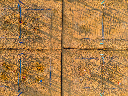 Preview: Beach Volleyball Fields in Public Urban Park. Top Down Abstract Aerial Drone View