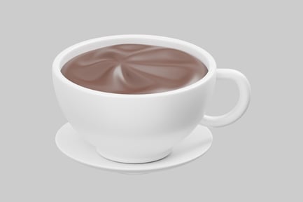 Preview: White cup and saucer with brown liquid