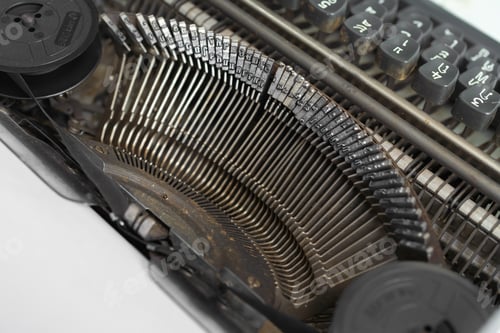 Preview: Old Thai traditional typewriter. Classic vintage antique manual typing machine isolated