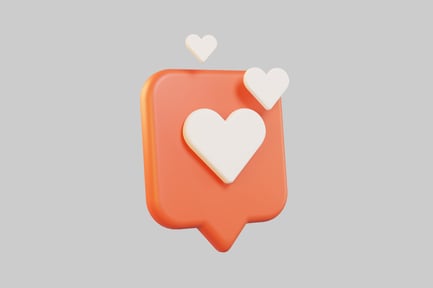 Preview: Orange speech bubble with three white hearts