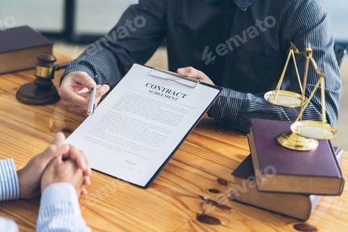 Preview: Businessman and Male lawyer or judge consult having team meeting with client, Law and Legal services