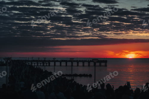 Preview: sunset on the pier in Palanga, Baltic sea