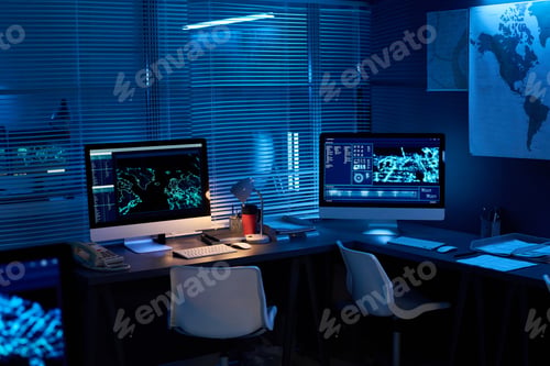 Preview: Two desktop computers with graphic data