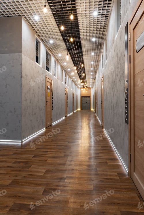 Preview: Long empty hall in new business office