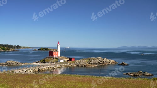 Preview: View from Fort Rodd Hill National Historic Site of the restored Fisgard Lighthouse.