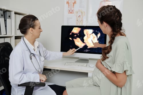 Preview: Gynecologist discussing baby scan with patient