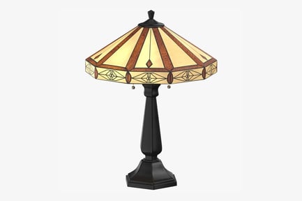 Preview: Octagonal Shade Table Light with Dark Wood Accents