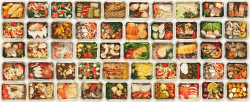 Preview: Set of take away food boxes at white background