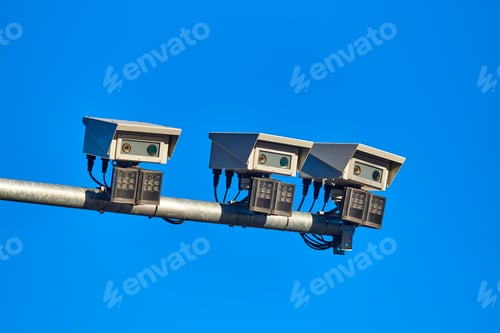 Preview: Urban traffic control surveillance camera. Big data city monitoring system