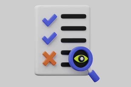 Preview: Checklist with magnifying glass eye