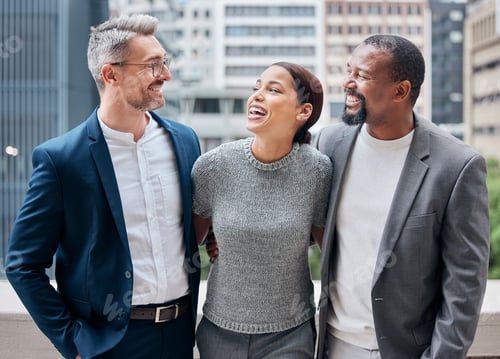 Preview: Shot of a group of businesspeople enjoying a break outside at the office
