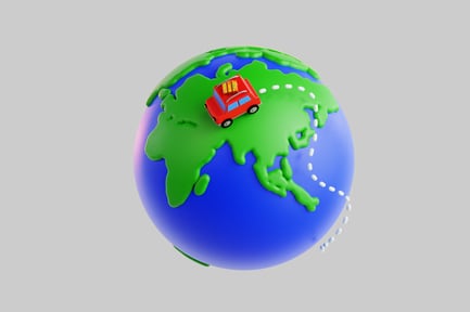 Preview: Car and gift on globe