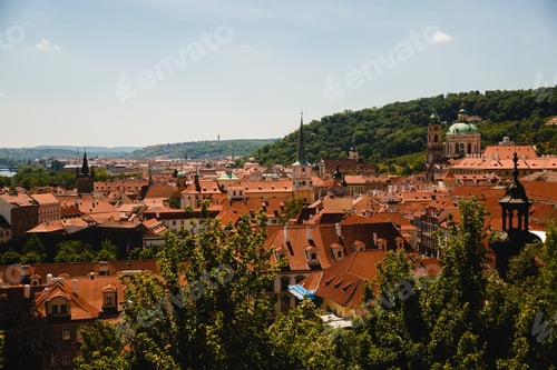 Preview: cityscape with roofs of old buildings in Prague, Czech Republic
