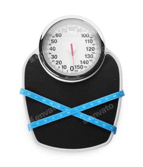 Preview: Scales and measuring tape isolated on white, top view