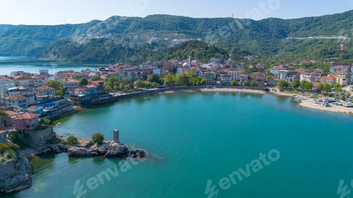 Preview: Aerial view of Amasra district of Bartin province of Turkey via drone.