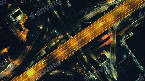 Preview: Top down of metropolis cityscape at night. Philippines capital town of Manila twilight landscape