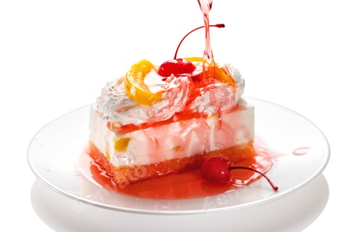 Preview: Cake with Cherry and Sauce on White Plate