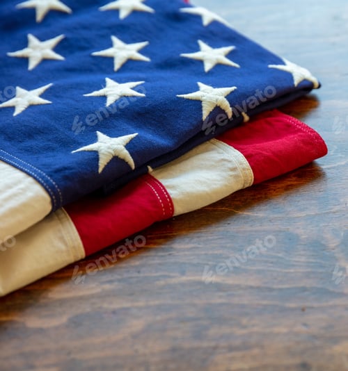 Preview: USA flag, US of America sign symbol on wood, closeup view