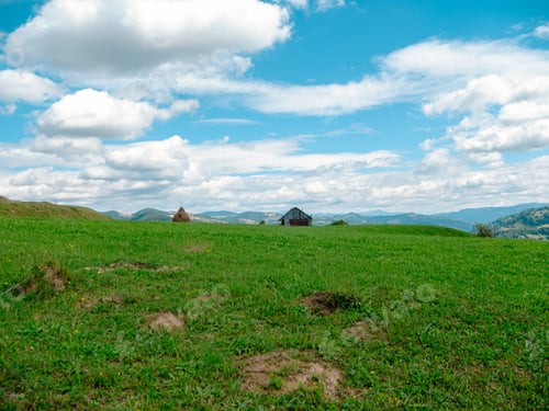 Preview: Old authentic wood house Carpathian mountains Local countryside travel hike forest trail Cottagecore
