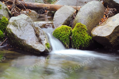 Preview: Stream with waterfall and mossy stones around