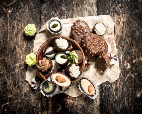 Preview: Chocolate candies in a bowl.