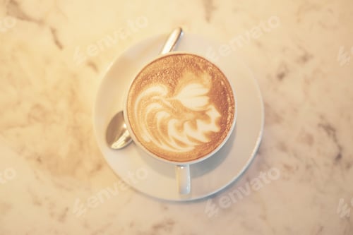 Preview: coffee latte art, vintage filter image