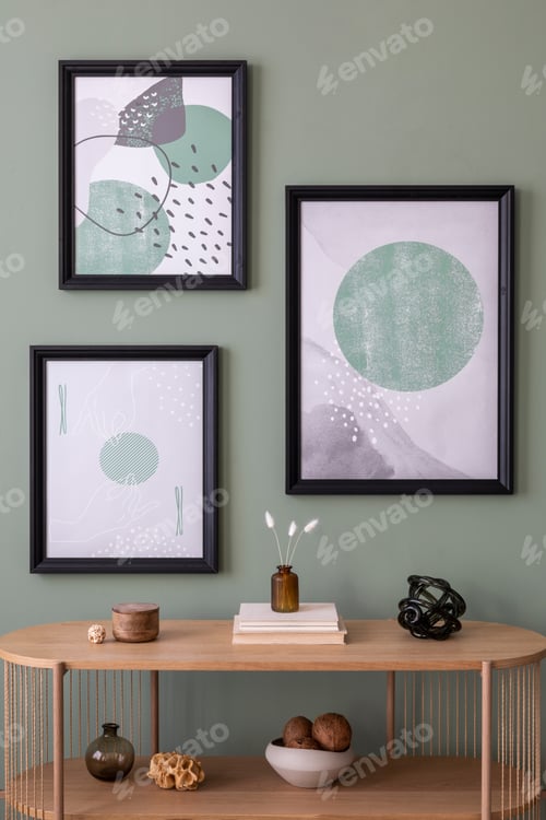 Preview: The stylish boho compostion at living room interior