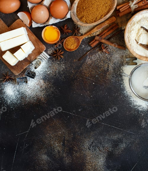 Preview: Ingredients and utensils for baking cookies