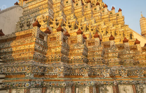 Preview: Temple in Thailand. Thai architecture building. Famous tourist attraction landmark.