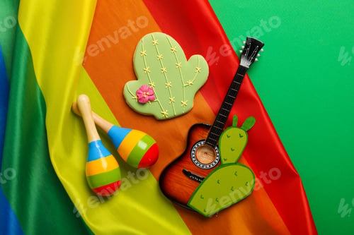 Preview: Mexican symbols in the form of gingerbread. LGBT flag.