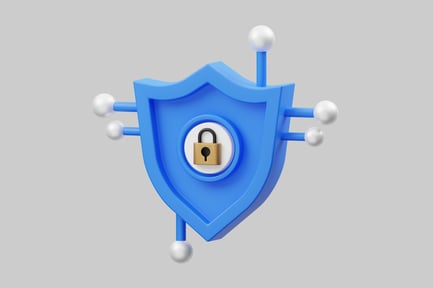 Preview: Blue cyber shield with padlock