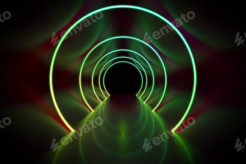 Preview: neon light circles tunnel background