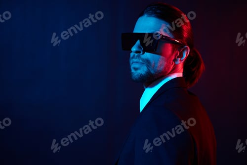 Preview: stylish man in a jacket posing self confidence sunglasses lifestyle model