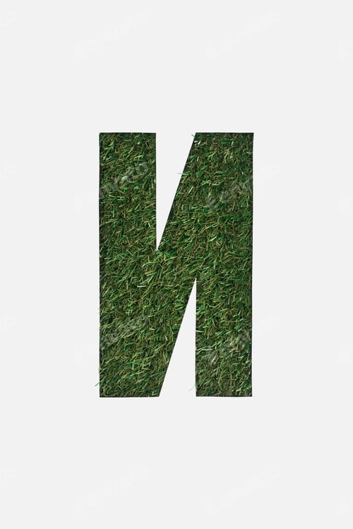 Preview: cut out cyrillic letter with fresh grass on background isolated on white