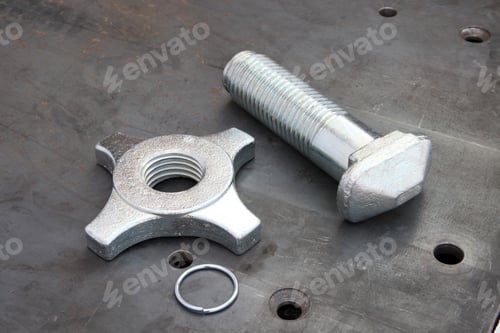 Preview: New metal bolt and nut