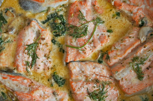 Preview: baked salmon fish in a large bowl