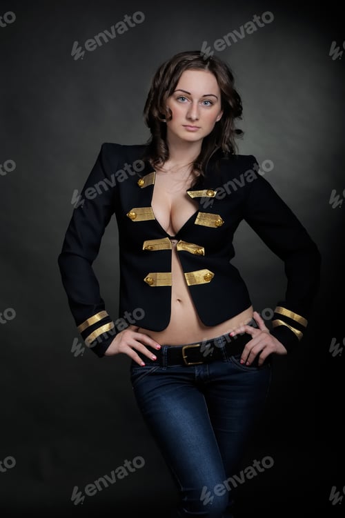 Preview: Playful Sexy Woman In Black Jacket
