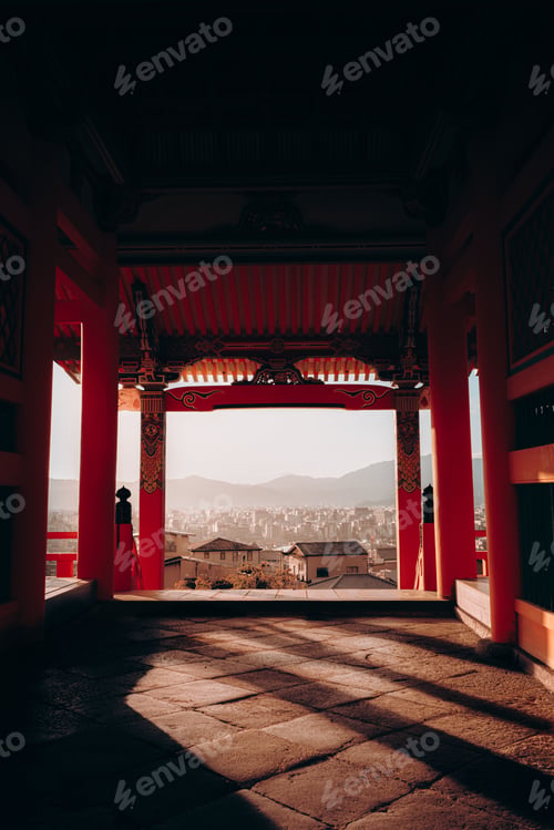 Preview: City view from a red Japanese building