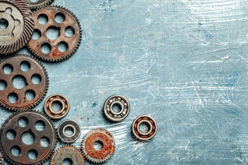 Preview: Top view of old rusty car parts