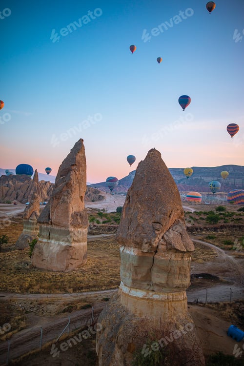 Preview: Bright hot air balloons in sky of Cappadocia, Turkey