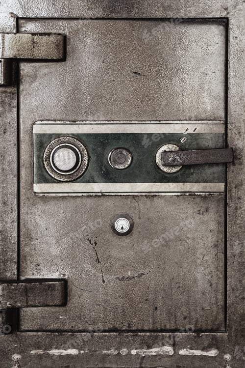 Preview: Closeup of door of the old security safe box