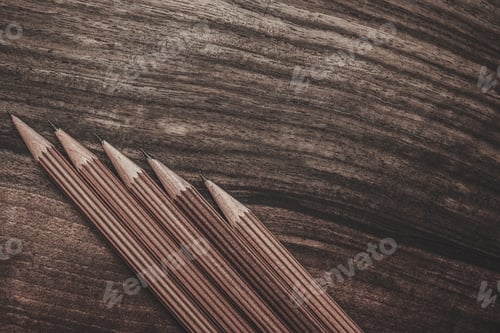 Preview: Luxurious charcoal drawing pencils on a wooden table