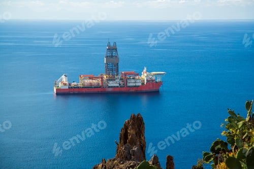 Preview: View of a cargo ship anchorage by the coasts of Tenerife near the beach